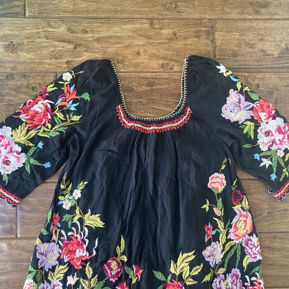 Sundance Catalog Keiko Blooms Floral Embroidered Black Dress Small Petite Boho - Picture 4 of 9